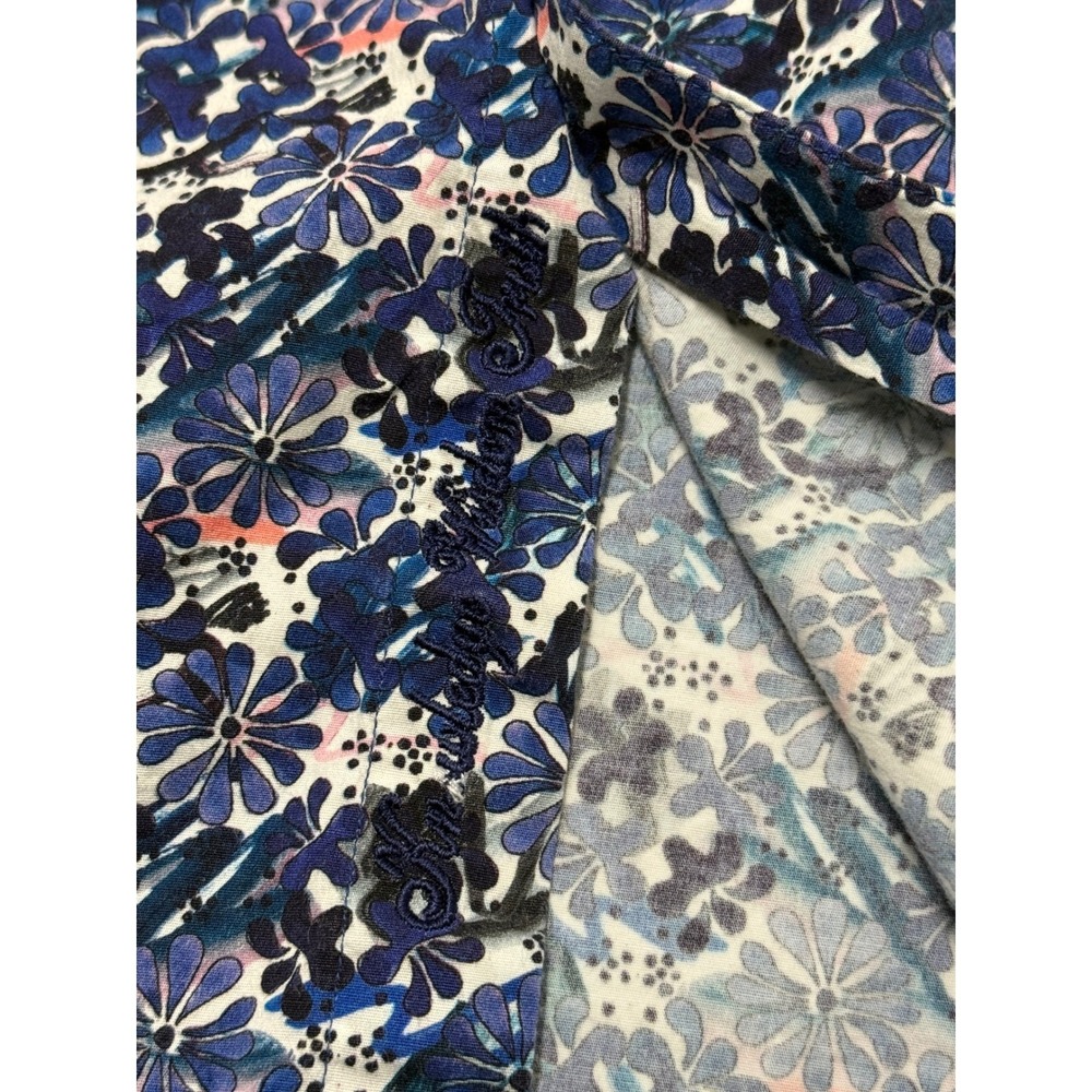 Robert Graham Mens Blue Floral Short Sleeve Button Down Shirt Classic Fit Size M - Picture 7 of 8